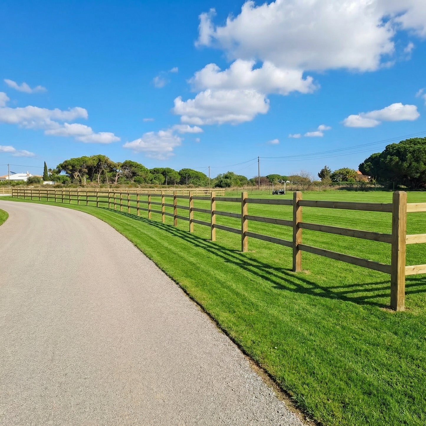 Clôture pour chevaux en pin avec poteaux carrés